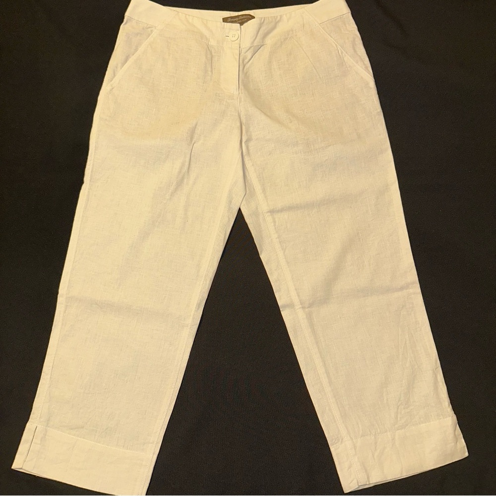 Tommy‎ Bahama Women's Off-White Linen blend cropped Trousers size 6 Ellery fit